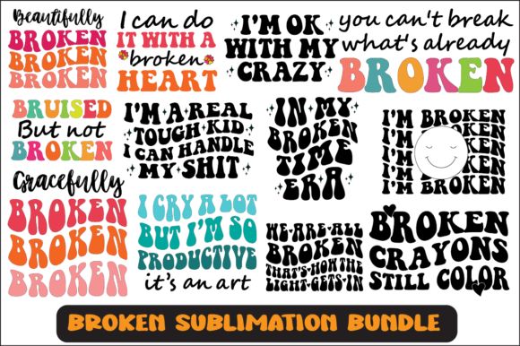 Broken SVG Sublimation Design Bundle